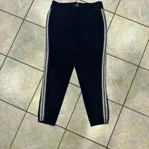 T for Talbots Navy m Knit PullOn Straight Ankle Pants w/Side Stripes Size Medium